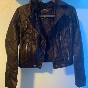 Juniors Black Leather Jack Size xs